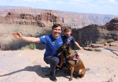 Dog training on the Grand Canyon